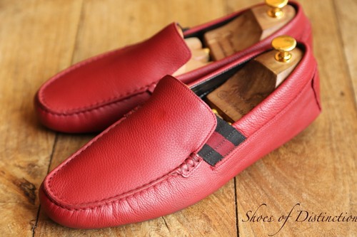 Mocassins gucci cuir rouge - en,