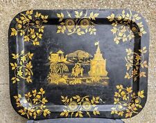 PLATEAU TOLE LAQUE NOIR DECOR