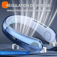 🌀 Ventilateur tour de cou - Affichage LED, USB Rechargeable, 100 vitesses!