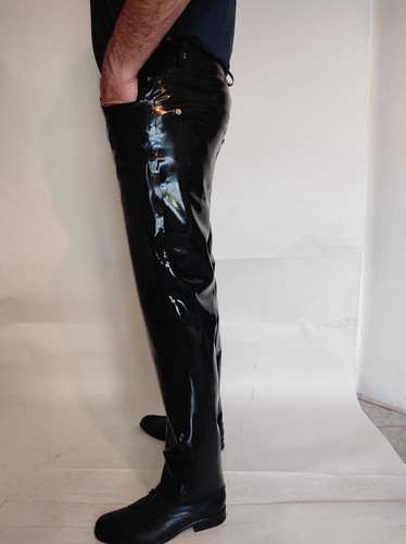 Unisex latex jeans with zipper - unisex,