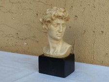 Sculpture Vintage En Marbre Résine Buste De David Michel-Ange A. Santini H 16 Cm