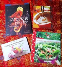 Lot 4 livres Barbecue - Plancha - Pierrade - Fondue - Brochettes - Pique-nique