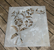 Ancien Pochoir en Zinc motif fleurs Floral 28 x 25 cm