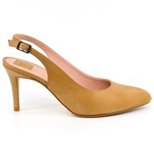 Chaussures à talon ouvert Escarpins slingback à bride cuir végétal brun