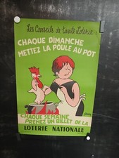 AFFICHE LOTERIE  POULE AU POT   SYMPA  ANNEES 1960  LITHO   60X40CM