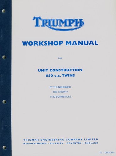 Manuel atelier triumph 650 - manuel, d'atelier