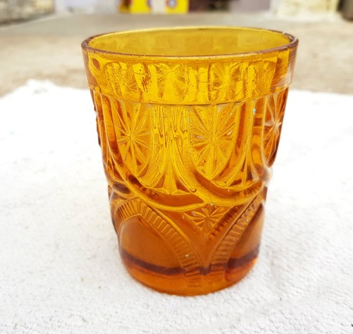 Tasse verre ambre vintage - tasse, en