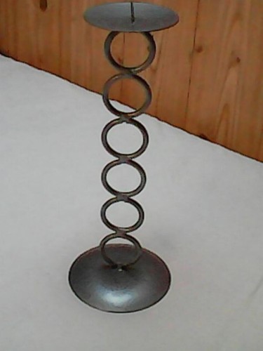Bougeoir métal gris mat - 27, cm