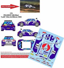 DECALS 1/43 REF 0178 PEUGEOT 306 MAXI LATIL RALLYE DES VINS DE MACON 1998 RALLY