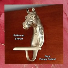 Ancienne Patère Tête de Cheval en bronze signée : Peerage England/Sculpture 