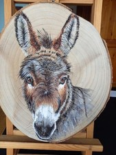 tableaux animaliers sur bois, peinture acrylique, rondins de bois, vernis satiné