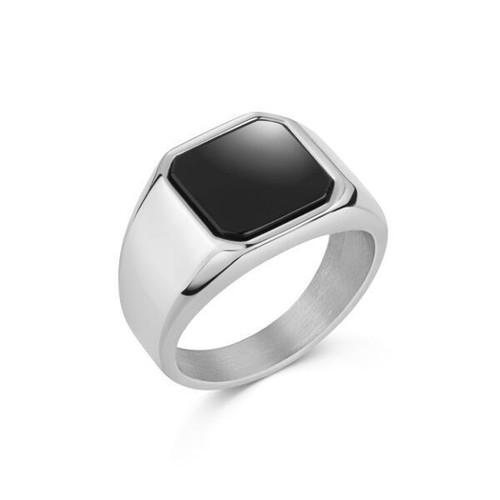 Bague homme argent - homme, noir