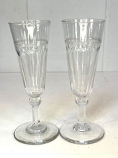 2 FLUTES À CHAMPAGNE ANCIENNES CRISTAL SOUFFLÉ TAILLÉ XIXème