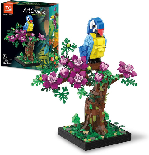 Micro brick flower parrot - parrot, toy