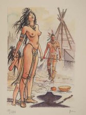 Milo MANARA : La belle indienne, Lithographie signée