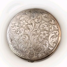 Ancien Poudrier En Argent 835