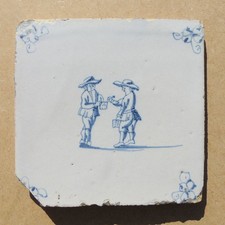 AUTHENTIC ANTIQUE 18th CENTURY HAND PAINTED DUTCH DELFT TILE ( #5 )