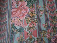 ANCIEN TISSU VINTAGE FRENCH  FLEURS BON ETAT COUPON DE TISSUS