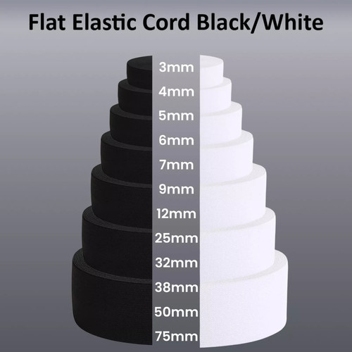 élastique plat tissé noir - Élastique, &