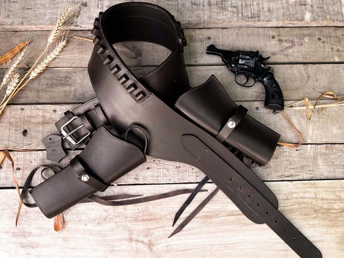 Western leather gun holster - gun,