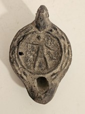 Ancienne LAMPE A HUILE ROMAINE  A DECOR Personnage Terre Cuite Curiosité Old