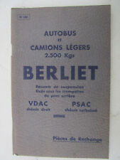 Catalogue n° 120 BERLIET AUTOBUS ET CAMIONS légers 2500 kgs Pièces de Rechange