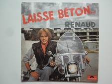 Renaud 45Tours SP vinyle Laisse Béton verso polydor sur fond rouge