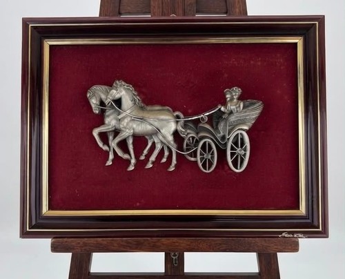 Tableau bas relief etain - bas-relief,