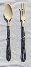ANCIENS COUVERTS DE SERVICE À SALADE Argent Fourré Minerve