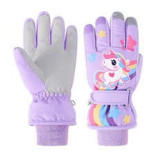 Gants Ski Enfant d'hiver Mitaine Moufle Imperméables Velo Gants de Ski Snowbo...