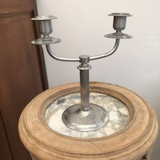 French Silver Candle Stick Holder Stainless steel mid century silver 2 arm Rémy