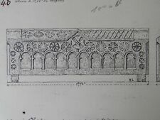 HENRI LAFFILLEE DESSIN ORIGINAL SIGNE Pierre tombale musée de Périgueux (XIIème)