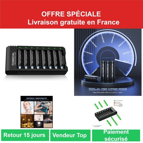 Powerowl chargeur piles 8 - chargeur, de