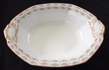 En Jean Pouyat Limoges Porcelaine Double Roses Festons POY407 10 "