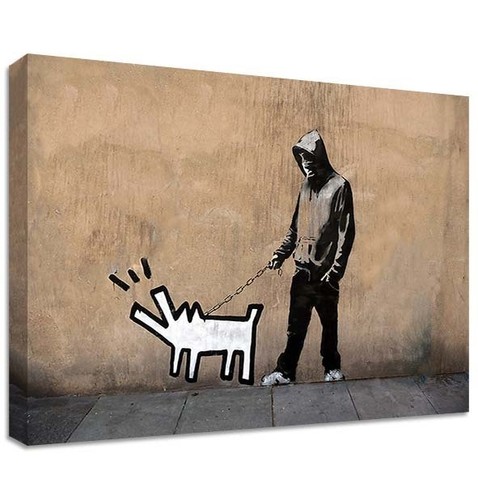 Banksy chien walker toile - chien,
