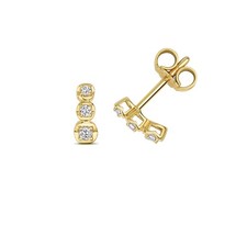 Boucles d'Oreilles Femme Or 375/1000 et Diamant 0.11 Carat - 8mm*3mm