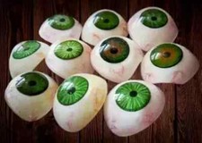 Oeil prothétique humain ~ lot de 10 yeux artificiels anciens mélangés verts