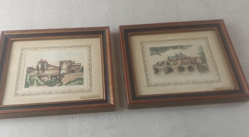 Paire tableaux aquarellés - tableaux,,