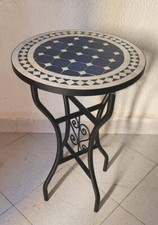 Moroccan white and blue round