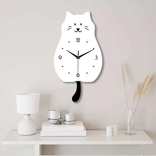 Chat pendule mur horloge