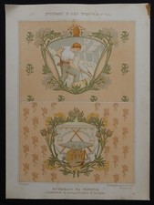 PEINTURE D' ART NOUVEAU Mulier 27 / Travail Jugendstil 1900 no Mucha 