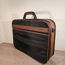 BELLE VALISE SAMSONITE EN TISSU NOIR ET CUIR MARRON / ACCESSOIRE DE VOYAGE 