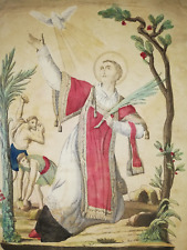 LITHOGRAPHIE ANCIENNE RELIGIEUSE COULEURS.St ETIENNE-CHEZ BASSET. A IDENTIFIER