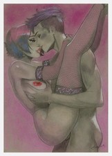 Anime Manga d'un jeune couple en plein acte d'amour. Fille rousse nue.