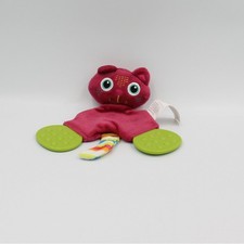 Doudou plat chat rose vert