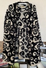 Gilet long femme, T. unique, chaud ample, Marque D N u, noir et blanc, soie silk