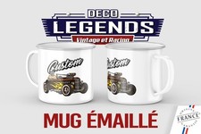 Mug émaillé Hot rod, Tasse déco biker usa pub voiture thé café cadeau vintage
