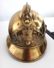 Ancien casque Officier sapeur pompier  de Gogney modèle 1895 Laiton Militaria