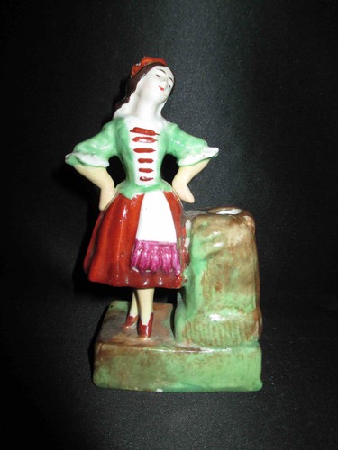 Old painted porcelain inkwell - old,