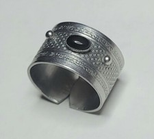 BIJOU BAGUE T59 L'ATELIER CLANDESTIN ONYX NOIR LAITON ARGENTÉ #C# K11